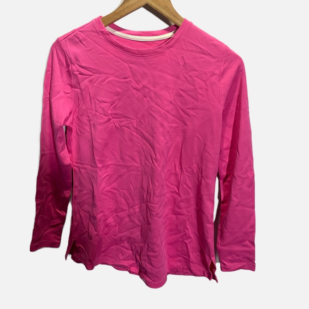 Isaac‎ Mizrahi Live Essentials Hot Pink Long Sleeve Crew Neck Top XS